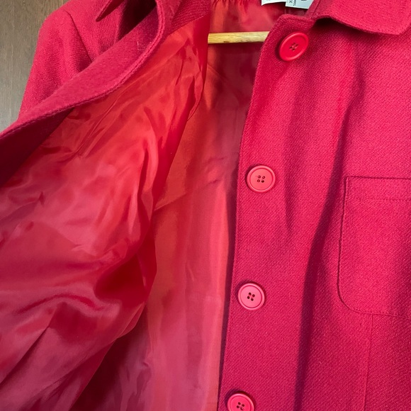 Bridgewater Classics Cranberry Red 100% Wool Bomber Jacket Coat Lightweight - Picture 3 of 15